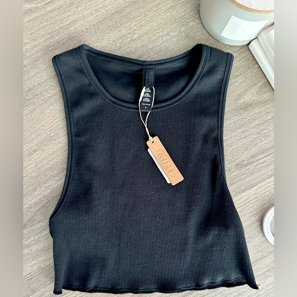Skims - Black Cotton Ribbed Super Crop Top
